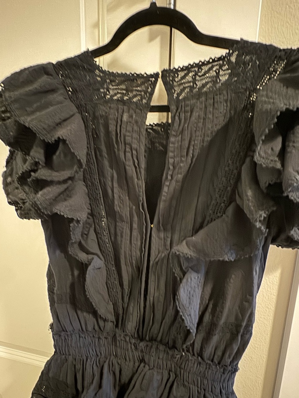 LoveShackFancy Black Ruffled Eyelet Mini Dress - Picture 6 of 8
